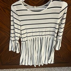 Pink Blush Maternity Striped Peplum Top – Size Medium